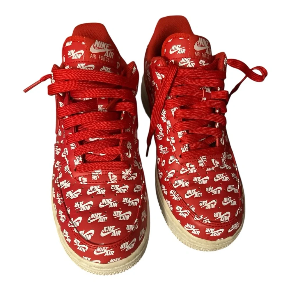 Nike Air Force 1 “All Over Logo” Red/White Sz 7.5